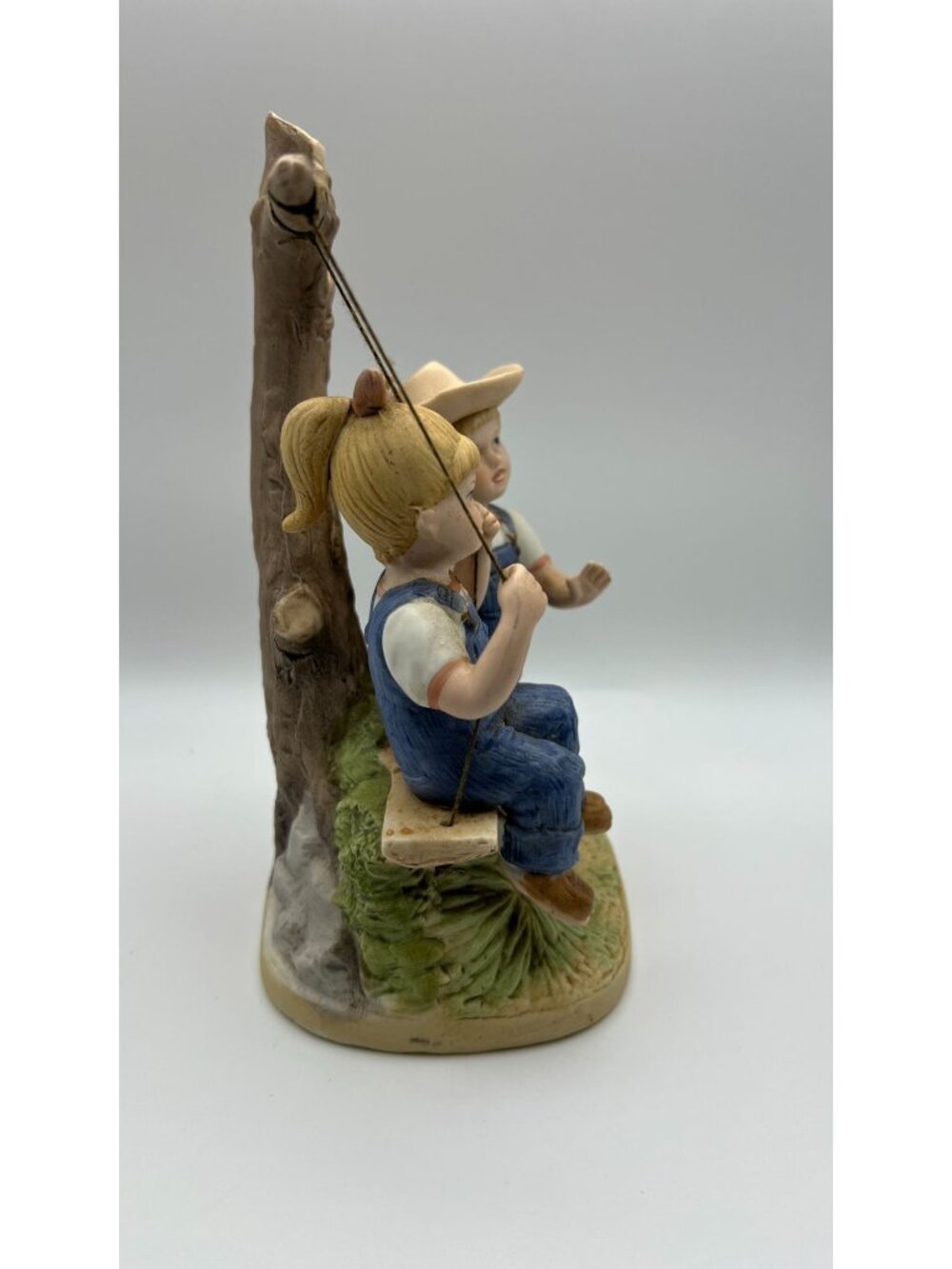 "Denim Days" Homco Figurine #8896 Kids On Swing Vintage 1985 Home Interiors Taiw - Picture 4 of 6